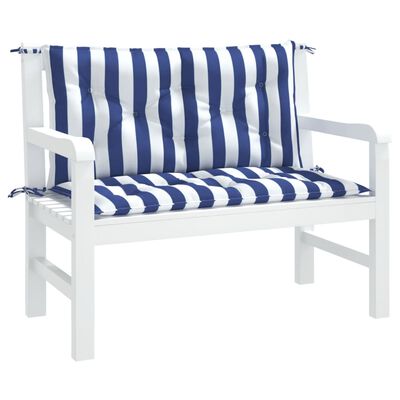 vidaXL Garden Bench Cushions 2pcs Blue&White Stripe 39.4"x19.7"x2.8" Fabric