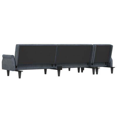 vidaXL L-shaped Sofa Bed Dark Gray 106.7"x55.1"x27.6" Velvet