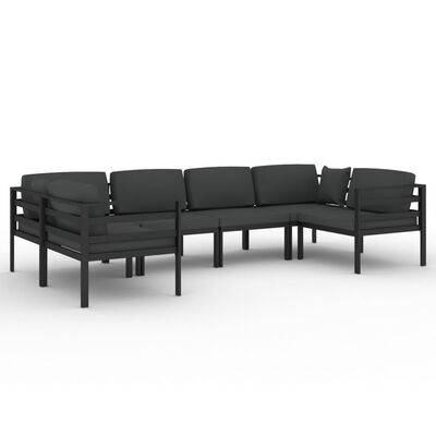 vidaXL 6 Piece Patio Lounge Set with Cushions Aluminum Anthracite