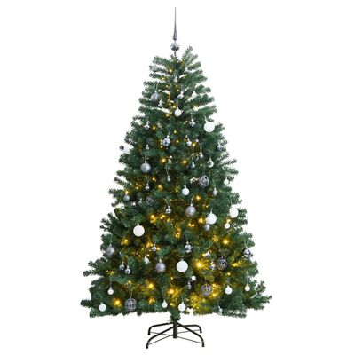 vidaXL Artificial Hinged Christmas Tree 300 LEDs & Ball Set 94.5"