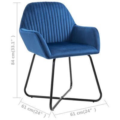 vidaXL Dining Chairs 2 pcs Blue Velvet