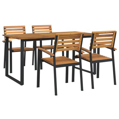 vidaXL 5 Piece Patio Dining Set Solid Wood Acacia and Metal