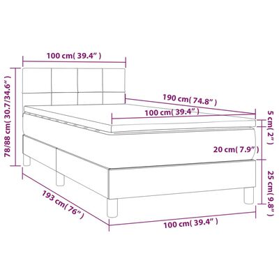 Box Bed with Mattress Light Gray Twin Fabric | vidaXL.com