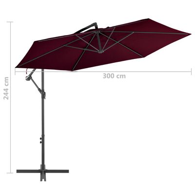 vidaXL Cantilever Garden Parasol with Aluminum Pole Bordeaux Red 118.1"