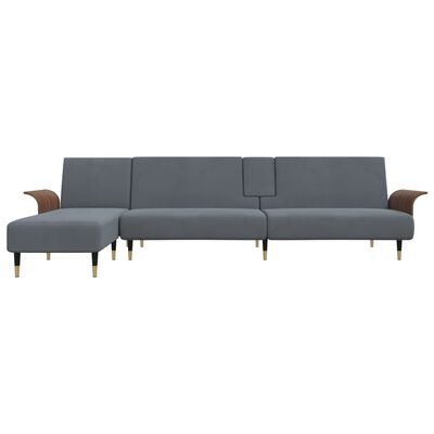 vidaXL L-shaped Sofa Bed Dark Gray 109.8"x55.1"x27.6" Velvet