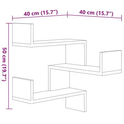 vidaXL Wall Corner Shelves 2 pcs Brown Oak 15.7"x15.7"x19.7" Engineered Wood