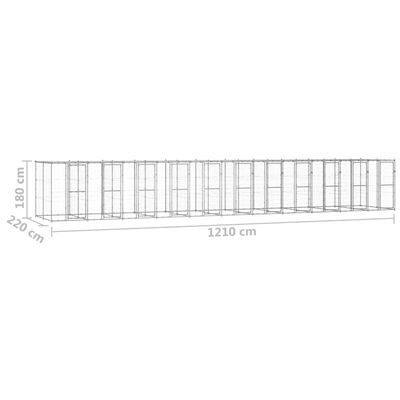 vidaXL Outdoor Dog Kennel Galvanized Steel with Roof 286.5 ft²