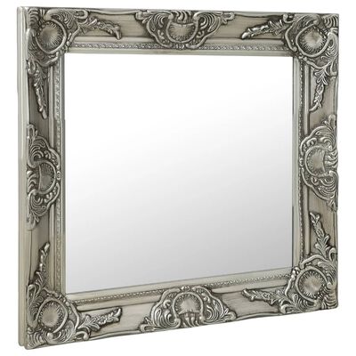 vidaXL Wall Mirror Baroque Style 23.6"x23.6" Silver