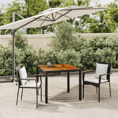 vidaXL 3 Piece Patio Dining Set with Cushions Black Poly Rattan