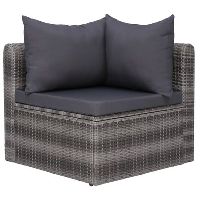 vidaXL 9 Piece Patio Lounge Set with Cushions Poly Rattan Gray