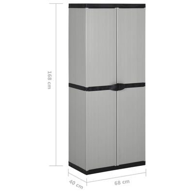 vidaXL Garden Storage Cabinet with 3 Shelves Gray&Black 26.8"x15.7"x66.1"