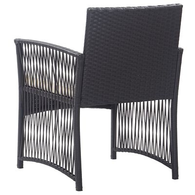 vidaXL Patio Armchairs with Cushions 2 pcs Black Poly Rattan