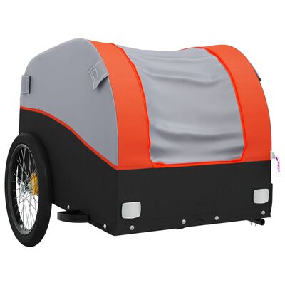 vidaXL Bike Trailer Black and Orange 99.2 lb Iron