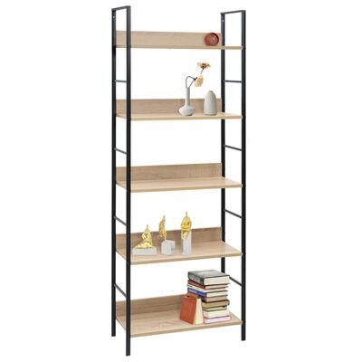 vidaXL 5-Layer Book Shelf Oak 23.6"x10.9"x62.4" Engineered Wood