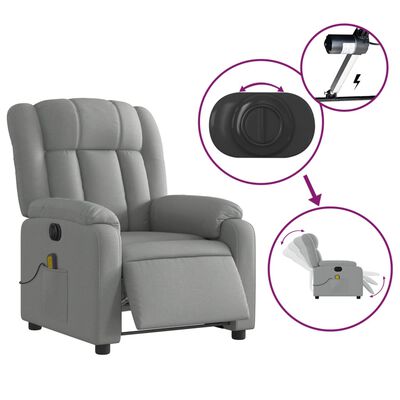 vidaXL Electric Massage Recliner Chair Light Gray Fabric