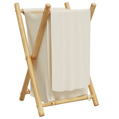 vidaXL Laundry Basket Cream White 16.3"x14.2"x25" Bamboo