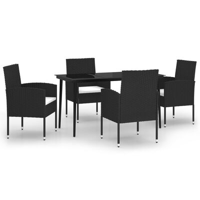 vidaXL 5 Piece Patio Dining Set Black