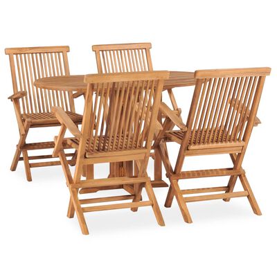 vidaXL 5 Piece Folding Patio Dining Set Solid Teak Wood