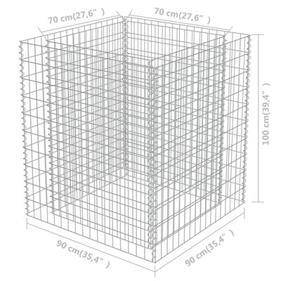 vidaXL Gabion Raised Bed Galvanized Steel 35.4"x35.4"x39.4"