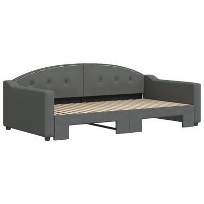 vidaXL Daybed with Trundle Dark Gray 39.4"x74.8" Fabric