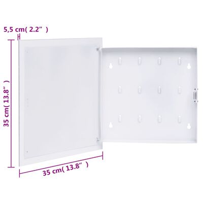 vidaXL Key Box with Magnetic Board White 13.8"x13.8"x2.2"