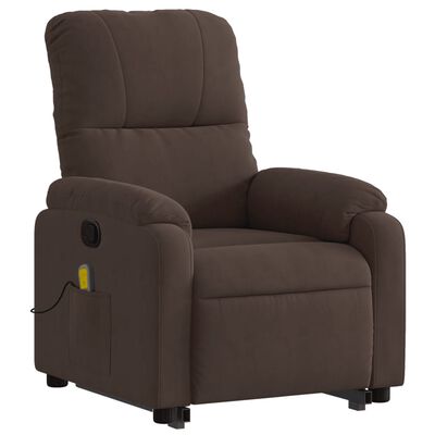 vidaXL Stand up Massage Recliner Chair Brown Microfiber Fabric