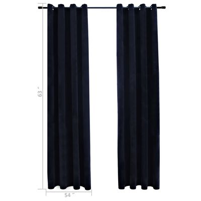 vidaXL Blackout Curtains with Rings 2 pcs Black 54"x63" Velvet