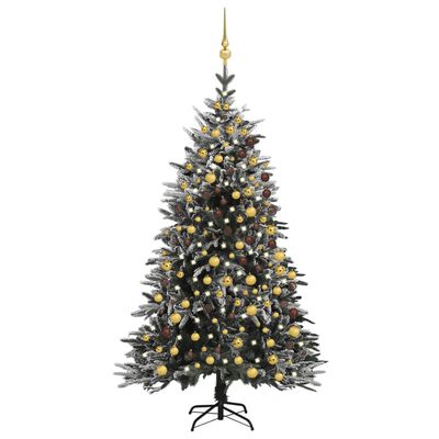 vidaXL Artificial Christmas Tree LED&Ball Set&Flocked Snow 94.5" PVC&PE