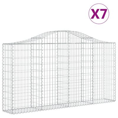 vidaXL Arched Gabion Baskets 7 pcs 78.7"x11.8"x39.4"/47.2" Galvanized Iron