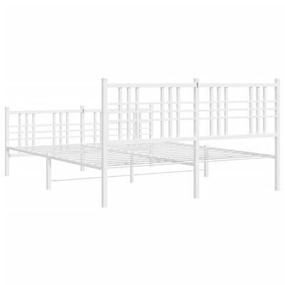 vidaXL Metal Bed Frame without Mattress with Footboard White 59.1"x78.7"