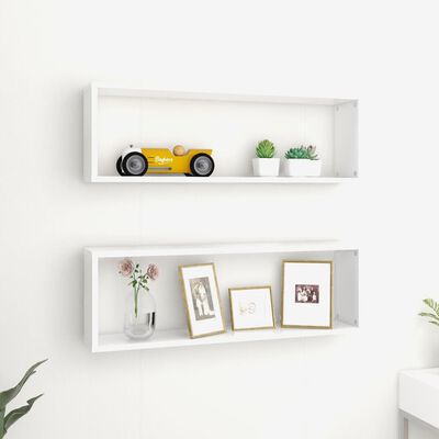 vidaXL Wall Cube Shelves 2 pcs White 31.5"x5.9"x10.4" Engineered Wood