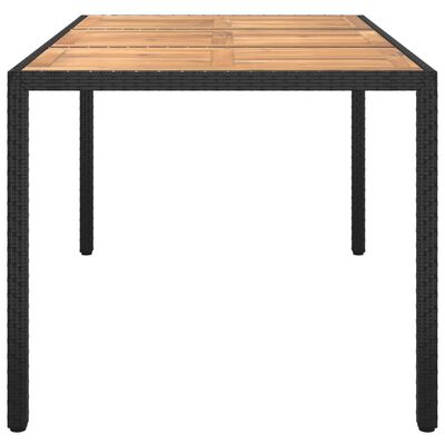 vidaXL Garden Table 59.1"x35.4"x29.5" Poly Rattan and Acacia Wood Black