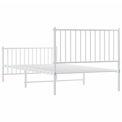 vidaXL Metal Bed Frame without Mattress with Footboard White 39.4"x78.7"