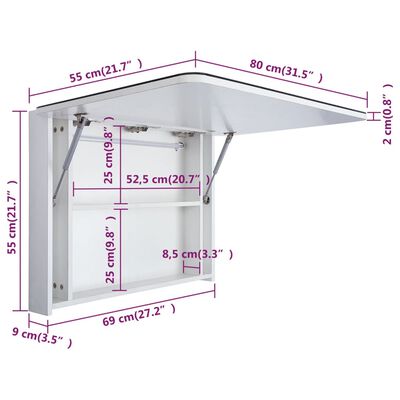 vidaXL LED Bathroom Mirror Cabinet 31.5"x3.7"x21.7"