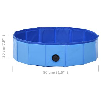 vidaXL Foldable Dog Swimming Pool Blue 31.5"x7.9" PVC