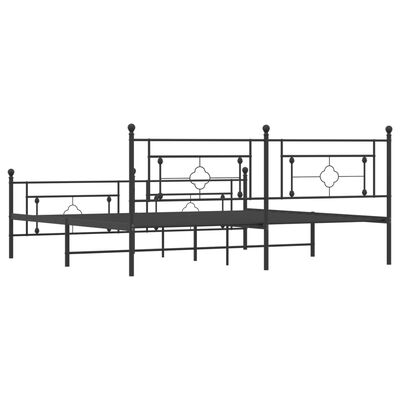 vidaXL Metal Bed Frame without Mattress with Footboard Black 76"x79.9"