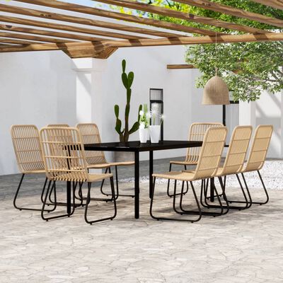 vidaXL 9 Piece Patio Dining Set Oak