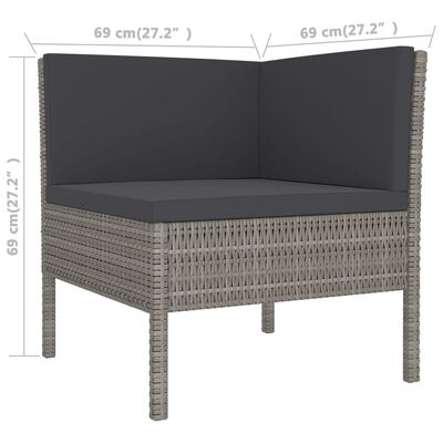 vidaXL 10 Piece Patio Lounge Set with Cushions Poly Rattan Gray