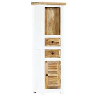 vidaXL Highboard White and Brown 15.7"x11.8"x50.3"  Solid Rough Mango Wood