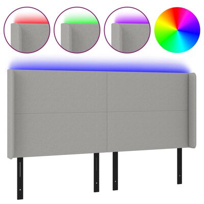 vidaXL LED Headboard Light Gray 64.2"x6.3"x46.5"/50.4" Fabric