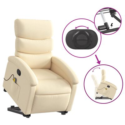 vidaXL Stand up Massage Recliner Chair Cream Fabric