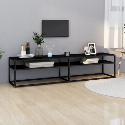 vidaXL TV Stand Black 70.9"x15.7"x15.9" Tempered Glass