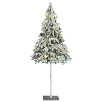 vidaXL Artificial Christmas Tree 300 LEDs&Ball Set&Flocked Snow 70.9"