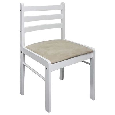 vidaXL Dining Chairs 4 pcs White Solid Rubber Wood and Velvet