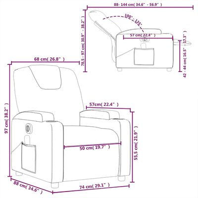 vidaXL Electric Massage Recliner Chair Light Gray Fabric