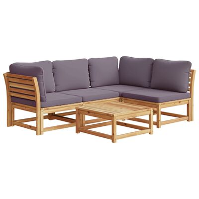 vidaXL 5 Piece Patio Lounge Set with Cushions Solid Wood Acacia