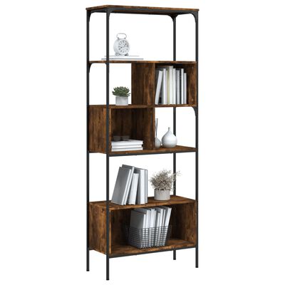 vidaXL Bookcase 5-Tier Smoked Oak 29.9"x13"x74.2" Engineered Wood