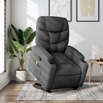 vidaXL Stand up Massage Recliner Chair Dark Gray Fabric