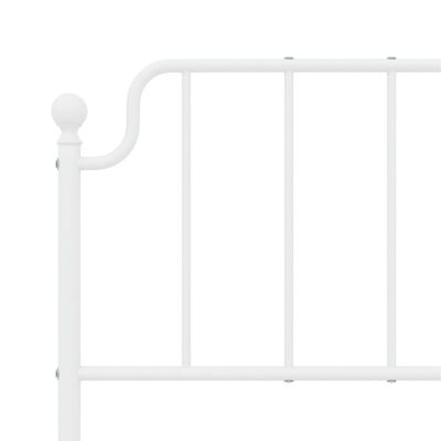 vidaXL Metal Bed Frame without Mattress with Headboard White 59.1"x78.7"