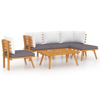 vidaXL 6 Piece Patio Lounge Set with Cushions Solid Acacia Wood